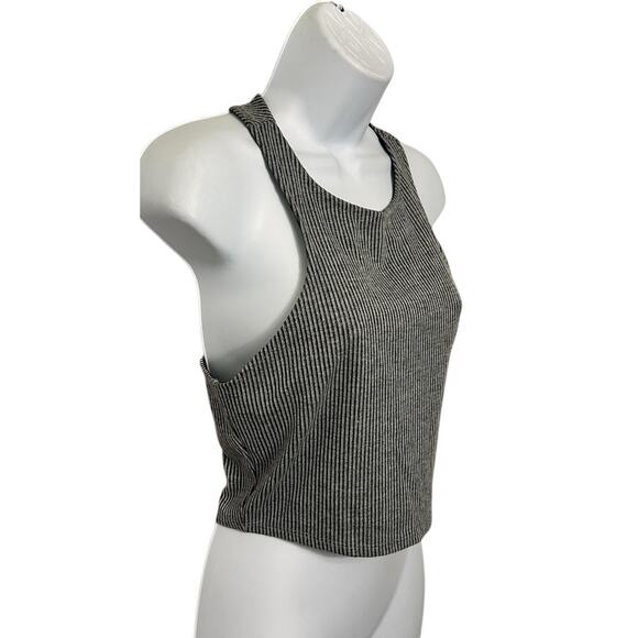 Urban Outfitters Sparkle & Fade Gray Ribbed Crop Tank Top Sz M Racer-Back Blouse - Picture 2 of 7